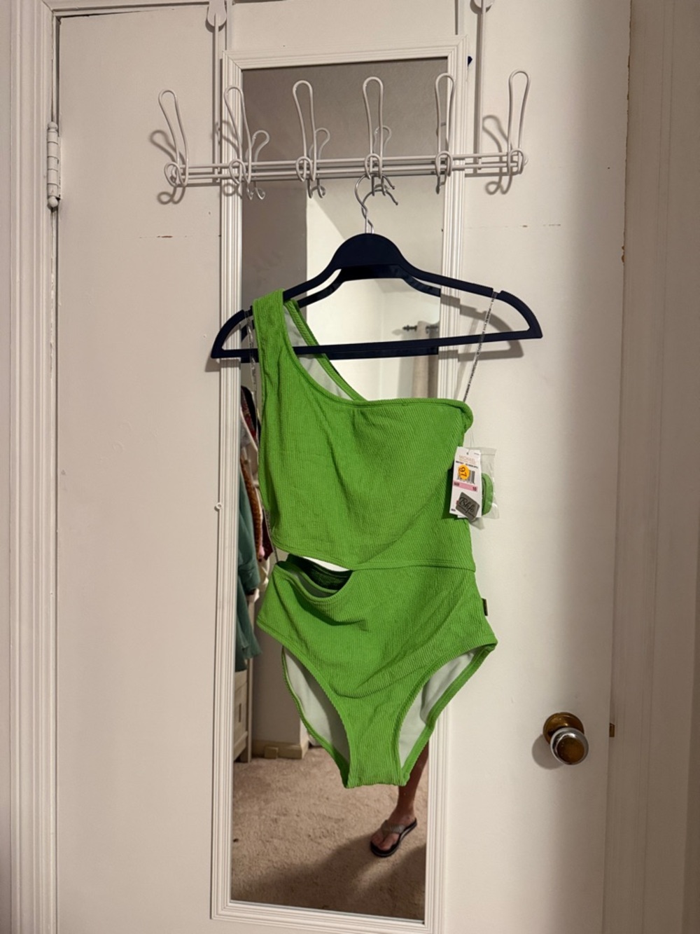 Macy's Bright Green One-Shoulder Cutout Girls' Swimsuit